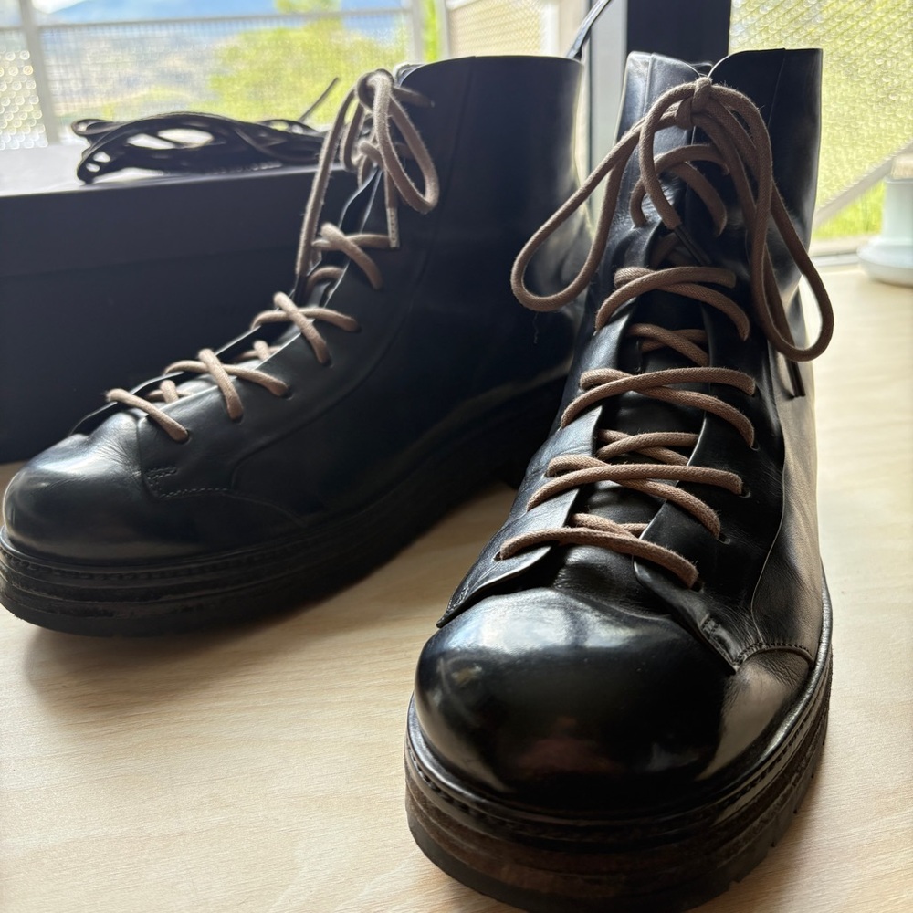Marsell Black Leather High-Top Shoes